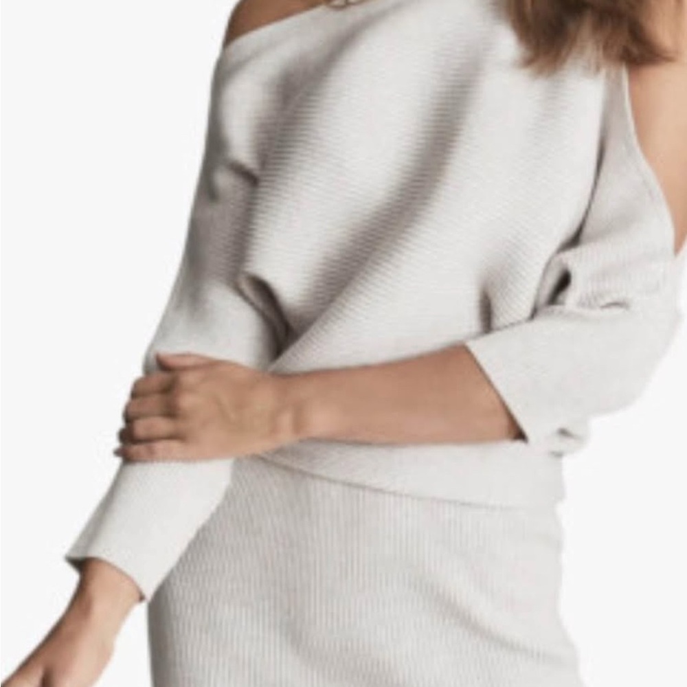 Reiss Off-Shoulder Paige rib Sweater NWT M